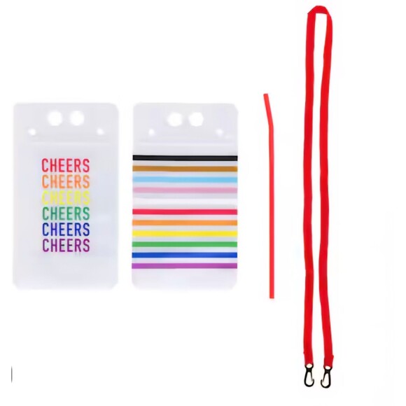 Pride LGBTQ Drink Pouch with Lanyard And Straw Lot Of 6 - Picture 5 of 5